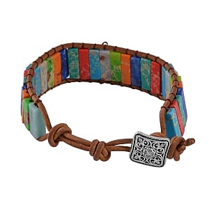 Imperial Jasper 80.00 ctw Bracelet in Silvertone Alloy (7.5 In)