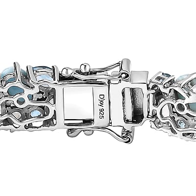 Larimar and Multi Gemstone Ocean Breeze Bracelet in Platinum Over Sterling Silver (7.25 In) 21.80 ctw