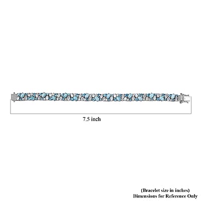 Larimar and Multi Gemstone Ocean Breeze Bracelet in Platinum Over Sterling Silver (7.25 In) 21.80 ctw
