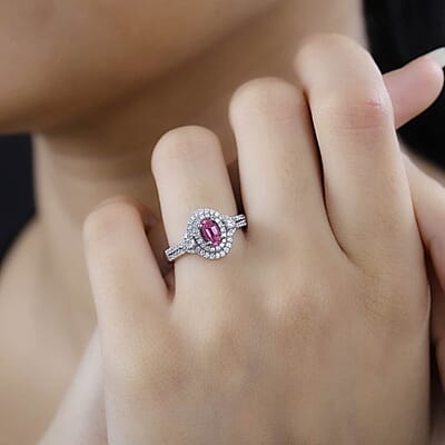 Rhapsody AAAA Mahenge Spinel and E-F VS Diamond 1.15 ctw Ring in 950 Platinum (Size 6.0) 6.65 Grams