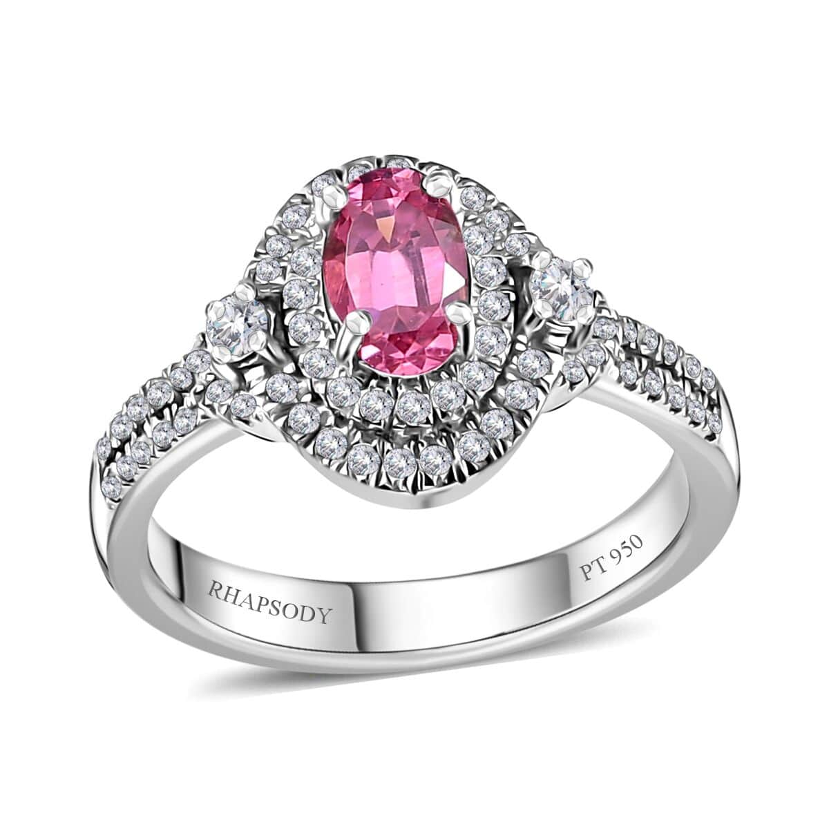 Rhapsody AAAA Mahenge Spinel and E-F VS Diamond 1.15 ctw Ring in 950 Platinum (Size 7.0) 6.65 Grams image number 0