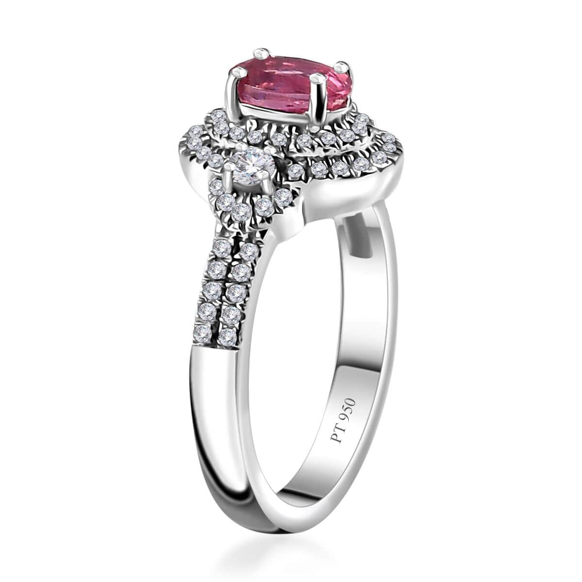 Rhapsody AAAA Mahenge Spinel and E-F VS Diamond 1.15 ctw Ring in 950 Platinum (Size 7.0) 6.65 Grams image number 3