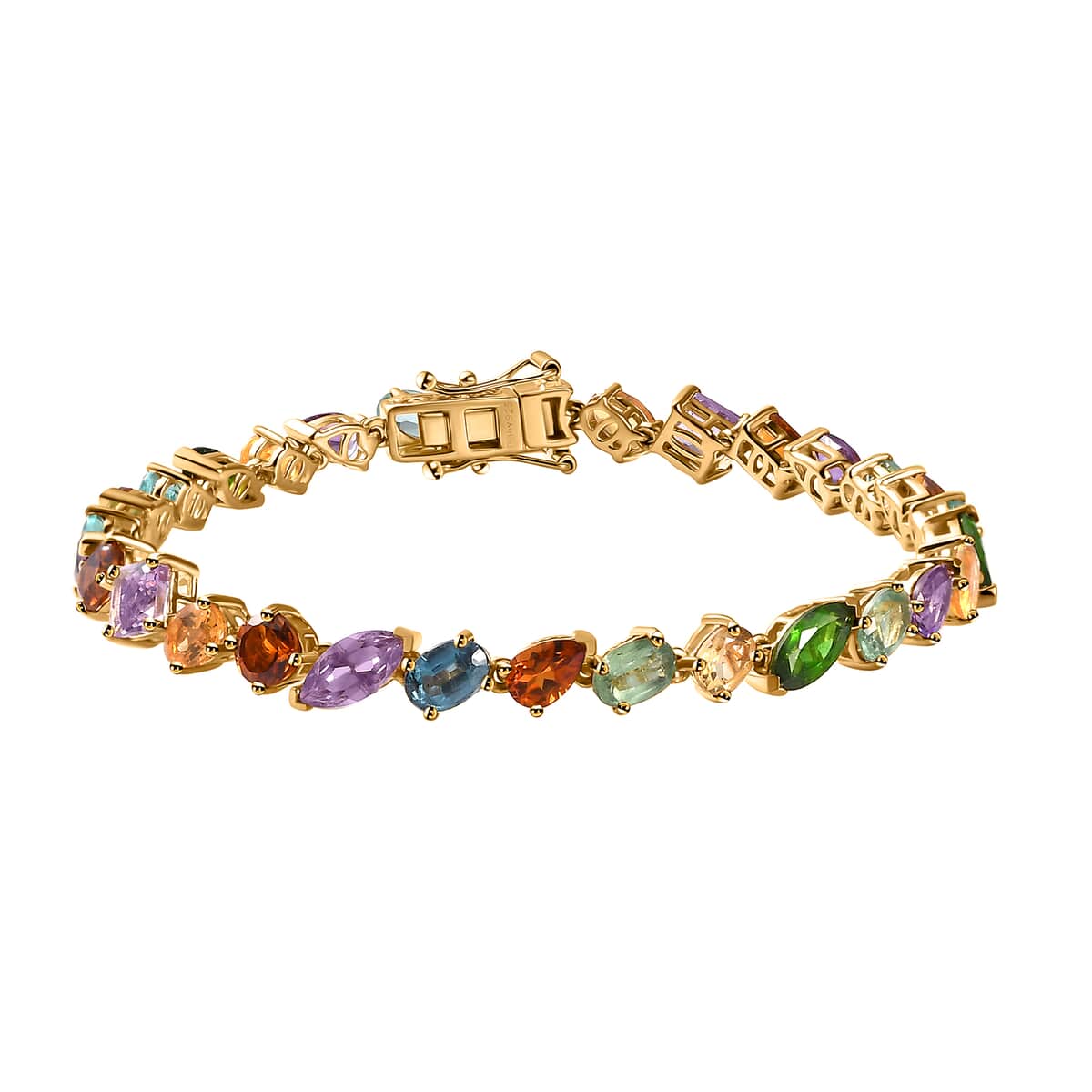 Multi Gemstone Rainbow Meadow Bracelet in Vermeil YG Over Sterling Silver (7.25 In) 13.50 ctw image number 0