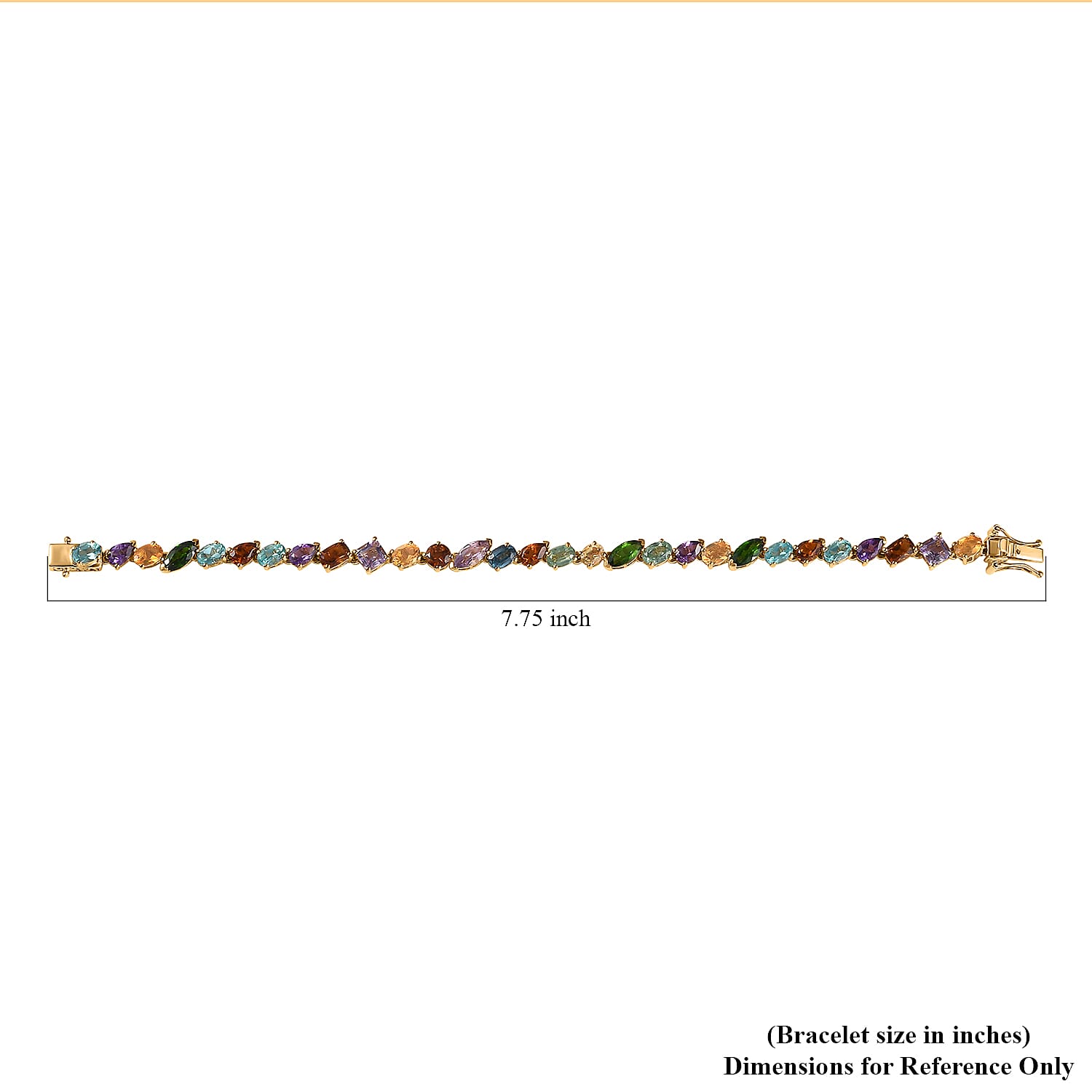 D'Joy Multi Gemstone 13.50 ctw Rainbow Meadow Bracelet in Vermeil Yellow Gold Over Sterling Silver (7.25 In)