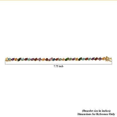 D'Joy Multi Gemstone 13.50 ctw Rainbow Meadow Bracelet in Vermeil Yellow Gold Over Sterling Silver (7.25 In)