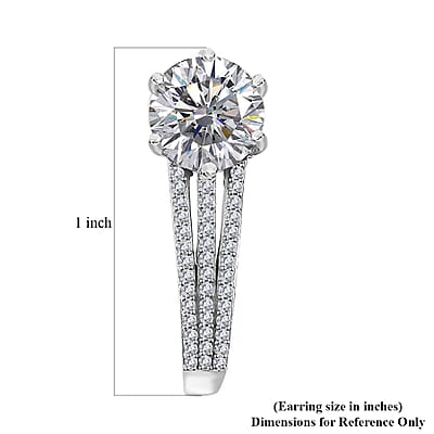Moissanite and Ofiki Rubellite Earrings in Platinum Over Sterling Silver 3.90 ctw