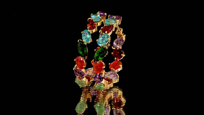 D'Joy Multi Gemstone 12.25 ctw Rainbow Meadow Hoop Earrings in 14K Vermeil Yellow Gold Over Sterling Silver