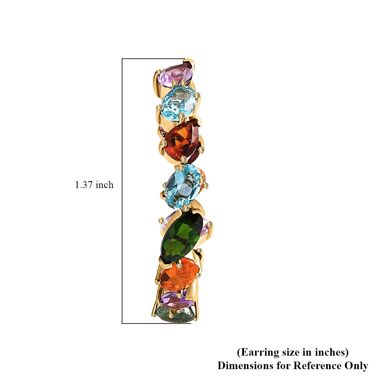 D'Joy Multi Gemstone 12.25 ctw Rainbow Meadow Hoop Earrings in 14K Vermeil Yellow Gold Over Sterling Silver