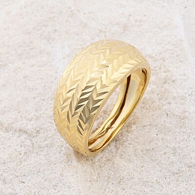 Italian 10K Yellow Gold Tapered Diamond-Cut Ring 1.50 Grams (Size 10.0)