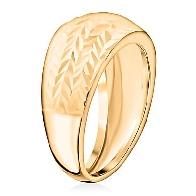 Italian 10K Yellow Gold Tapered Diamond-Cut Ring 1.50 Grams (Size 10.0)