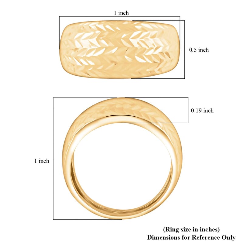 Italian 10K Yellow Gold Tapered Diamond-Cut Ring 1.50 Grams (Size 10.0)