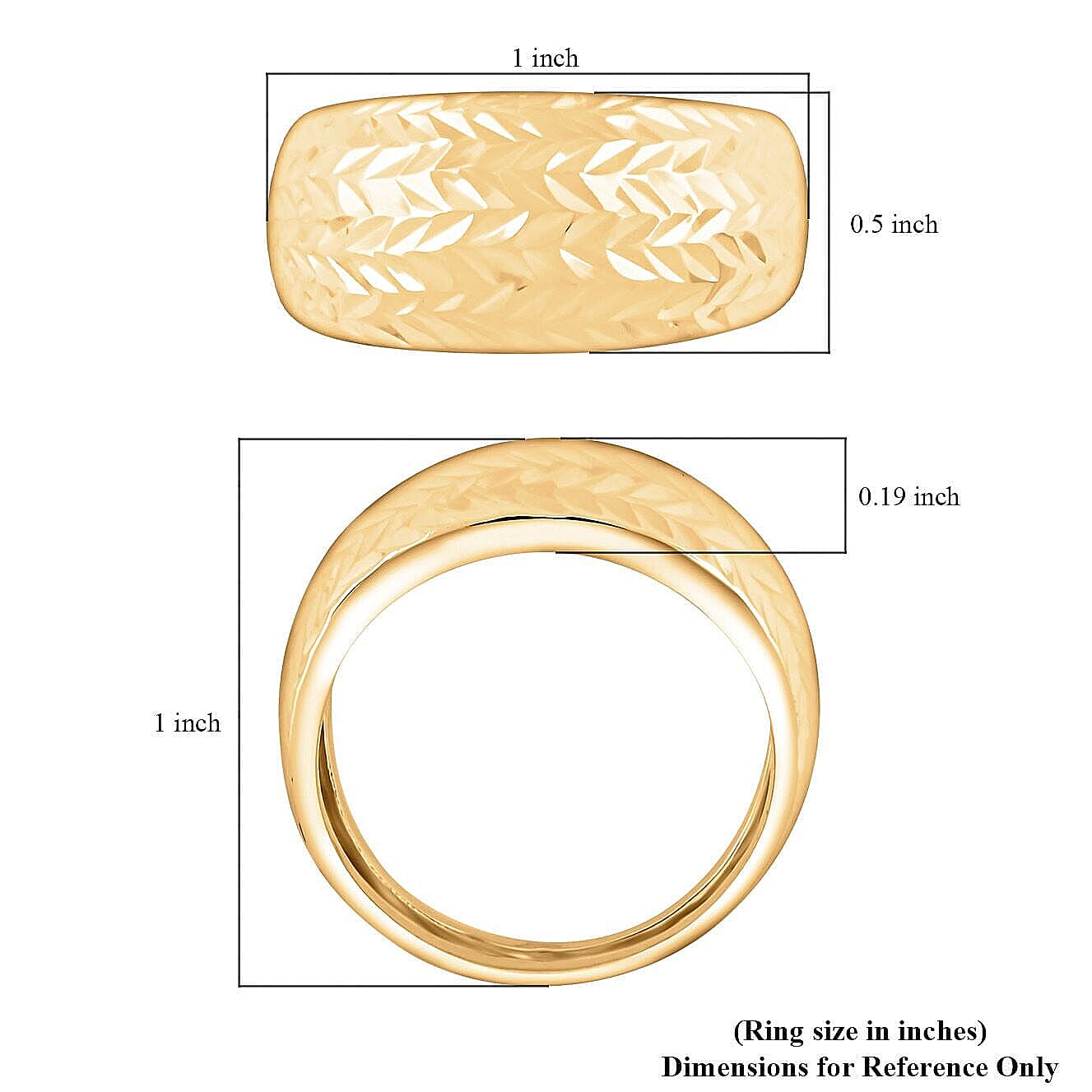 Italian 10K Yellow Gold Tapered Diamond-Cut Ring 1.50 Grams (Size 7.0)