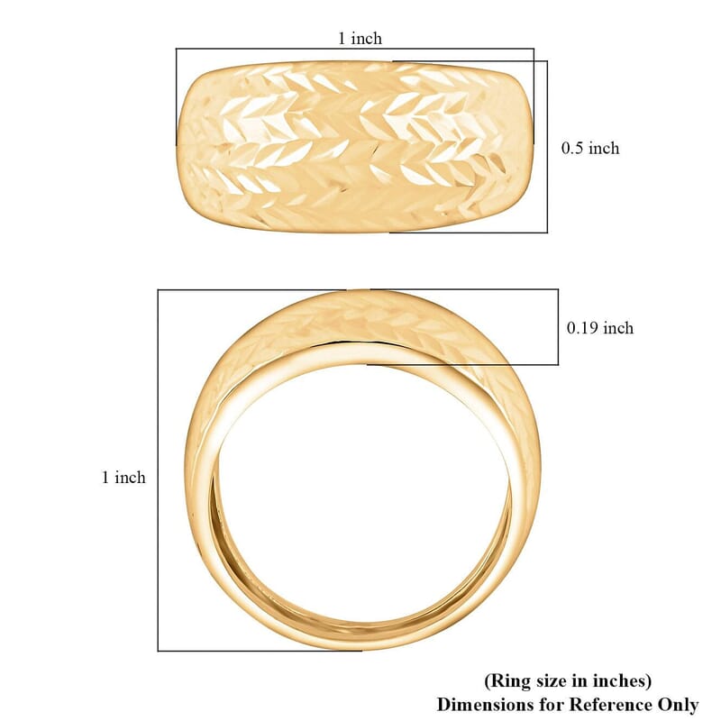 Italian 10K Yellow Gold Tapered Diamond-Cut Ring 1.50 Grams (Size 7.0)