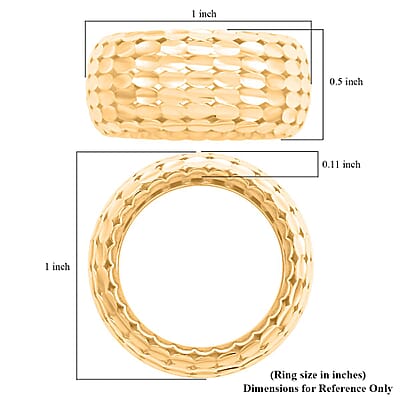 Italian 10K Yellow Gold Concave Reflection Band Ring (Size 10.0) 3.0 Grams