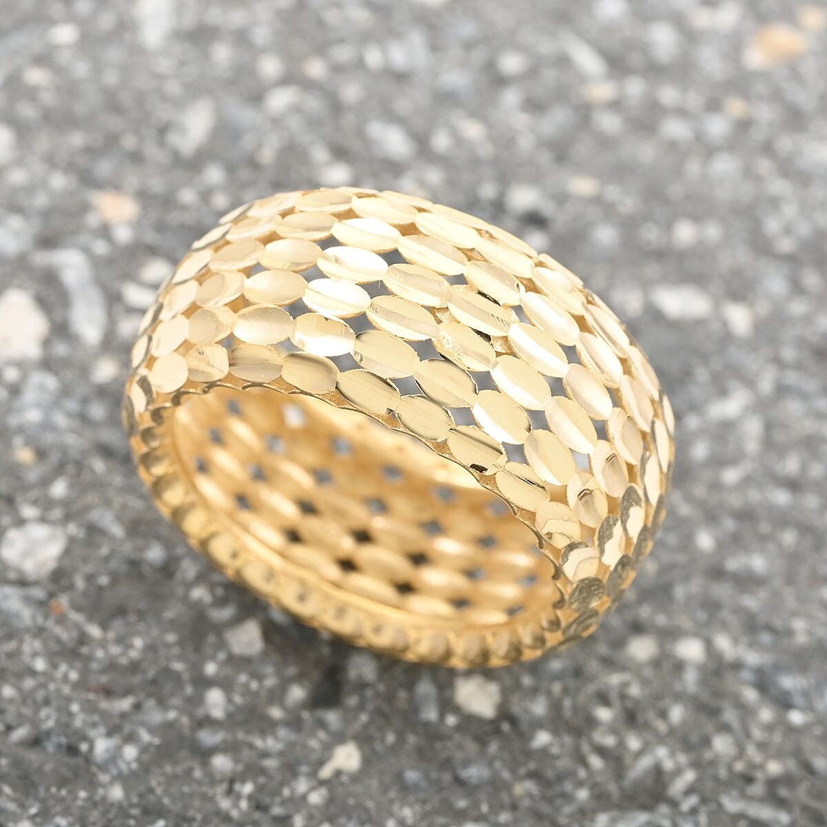 Italian 10K Yellow Gold Concave Reflection Band Ring (Size 7.0) 3.0 Grams image number 1