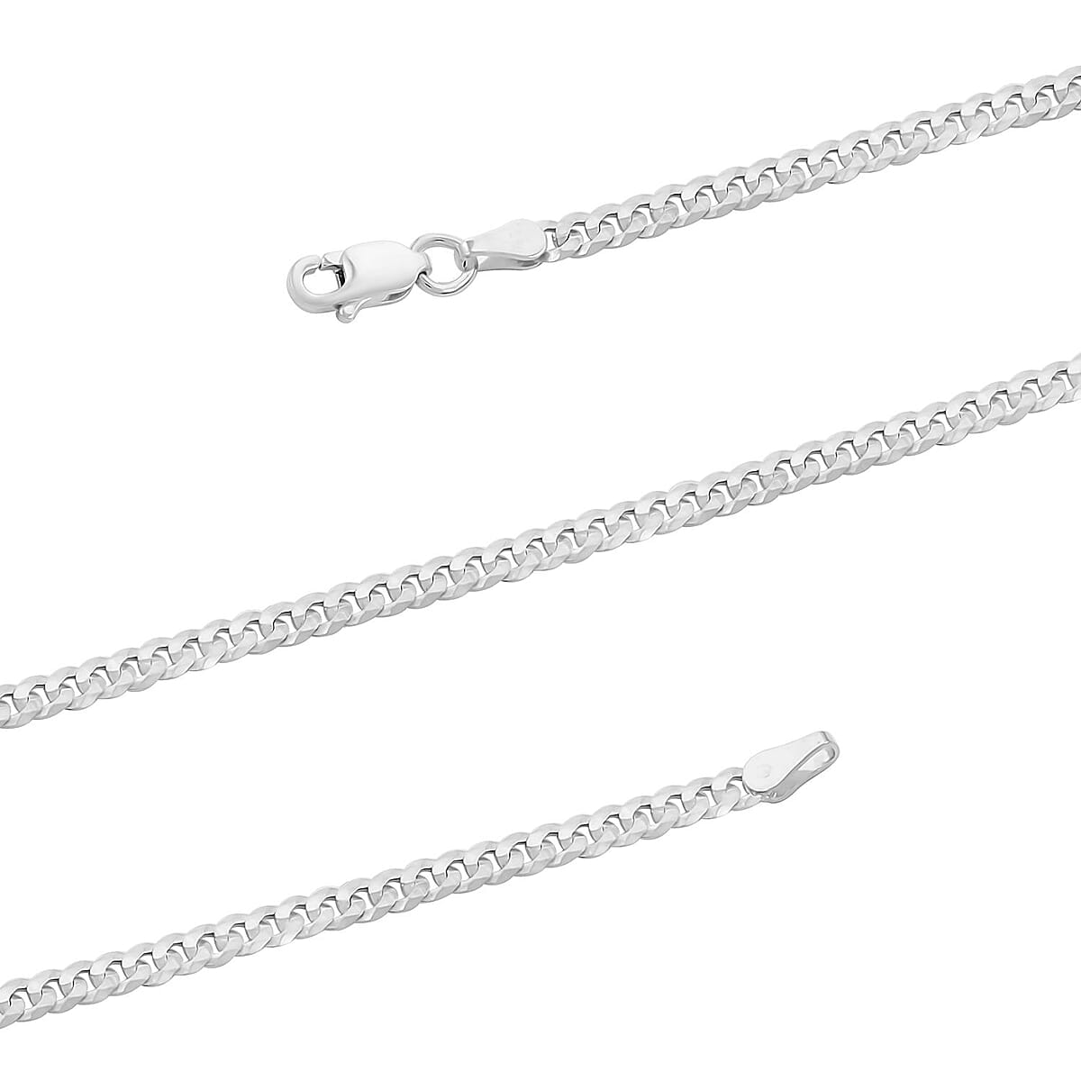 Sterling Silver Flat Curb Necklace 24 Inches 7.10 Grams image number 2