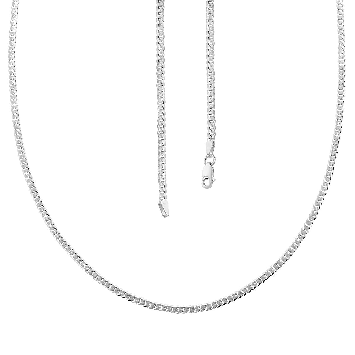 Sterling Silver Flat Curb Necklace 24 Inches 7.10 Grams image number 3