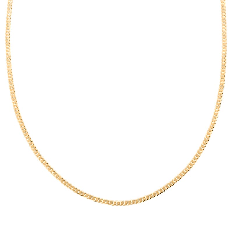 14K Yellow Gold Over Sterling Silver Flat Curb Necklace 24 Inches 7.10 Grams