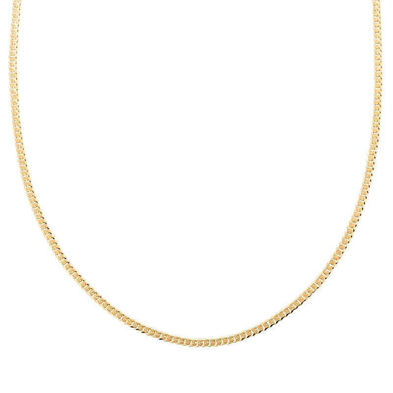14K Yellow Gold Over Sterling Silver Flat Curb Necklace 24 Inches 7.10 Grams