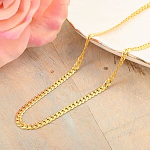 14K Yellow Gold Over Sterling Silver Flat Curb Necklace 24 Inches 7.10 Grams