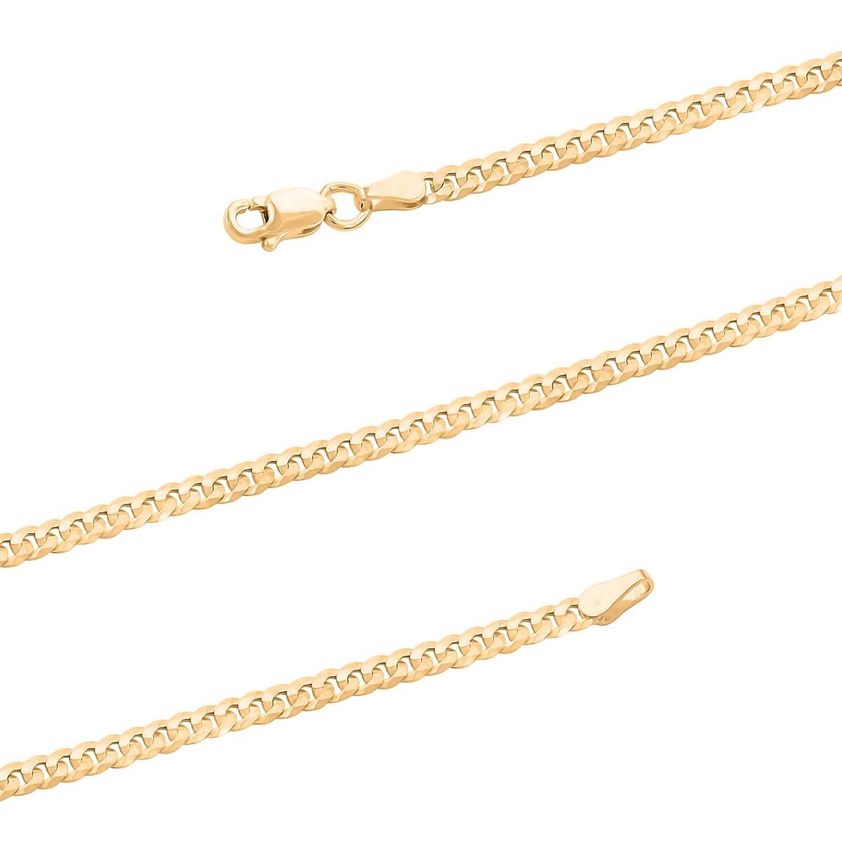 14K Yellow Gold Over Sterling Silver Flat Curb Necklace 24 Inches 7.10 Grams image number 2