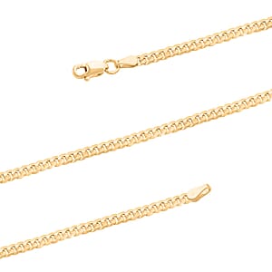 14K Yellow Gold Over Sterling Silver Flat Curb Necklace 24 Inches 7.10 Grams
