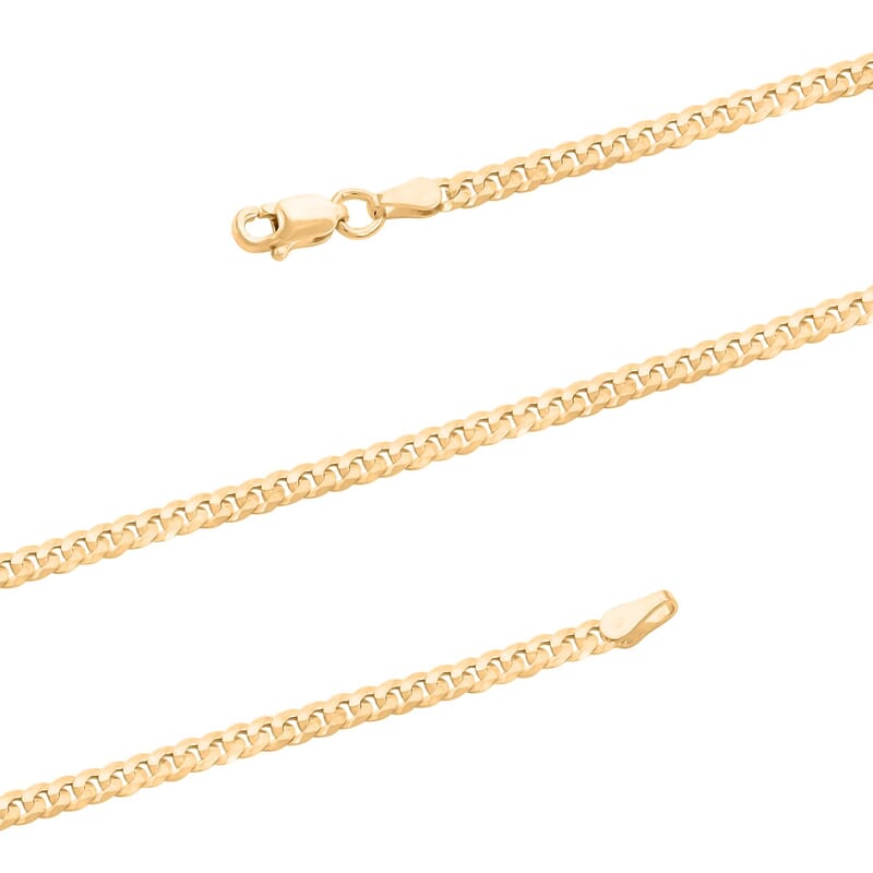 14K Yellow Gold Over Sterling Silver Flat Curb Necklace 24 Inches 7.10 Grams