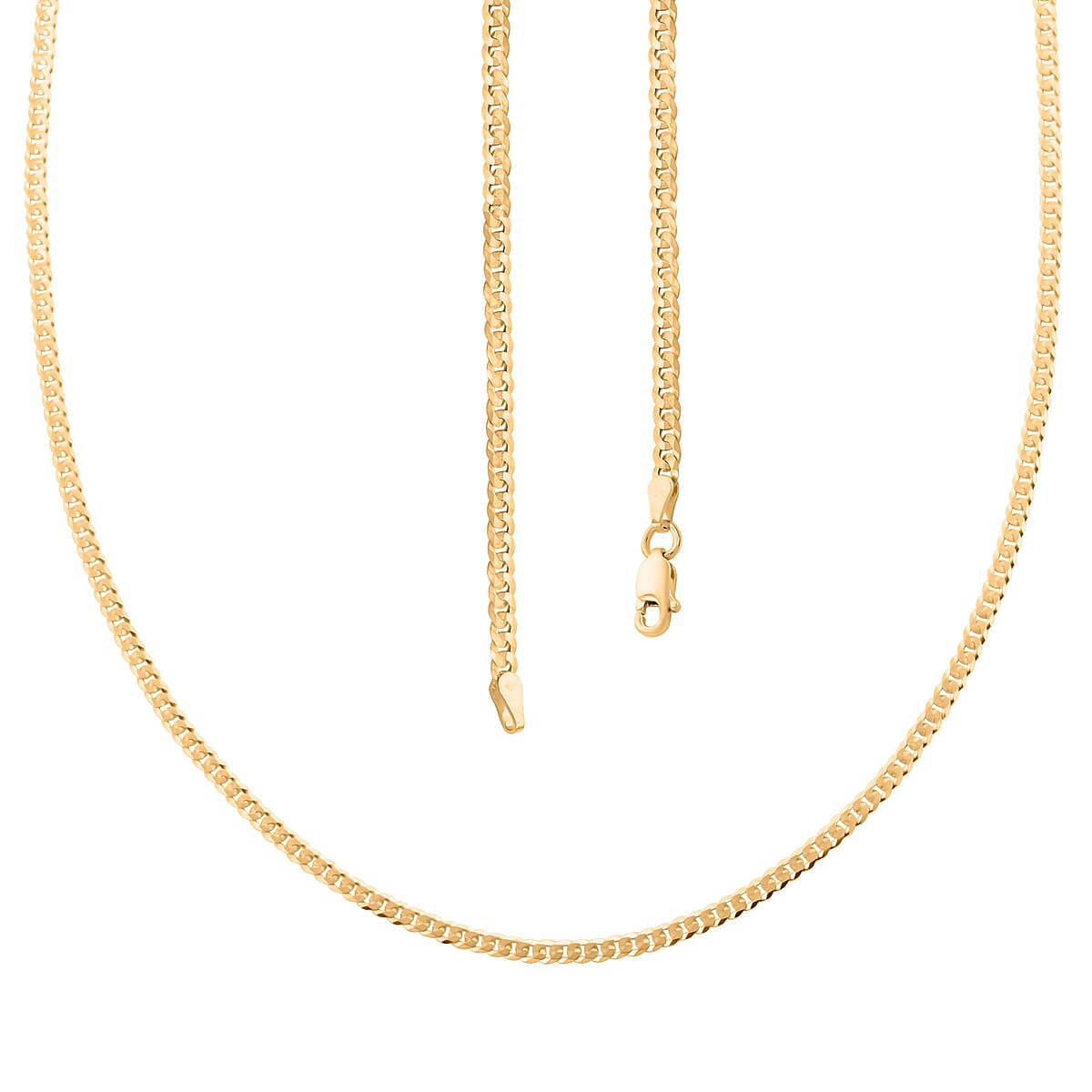 14K Yellow Gold Over Sterling Silver Flat Curb Necklace 24 Inches 7.10 Grams image number 3