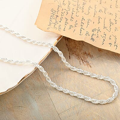 Sterling Silver Rope Chain Necklace 30 Inches 21.90 Grams