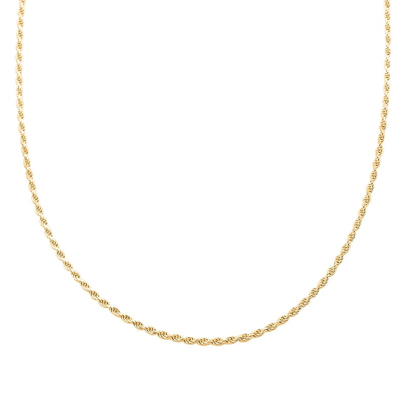 14K Yellow Gold Over Sterling Silver Rope Chain Necklace 30 Inches 21.90 Grams