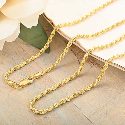 14K Yellow Gold Over Sterling Silver Rope Chain Necklace 30 Inches 21.90 Grams