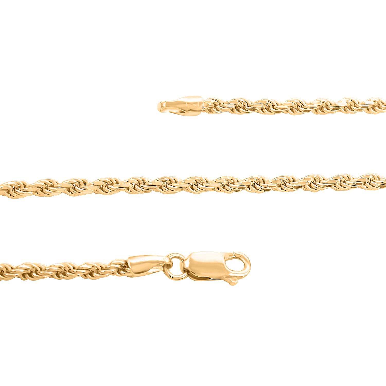 14K Yellow Gold Over Sterling Silver Rope Chain Necklace 30 Inches 21.90 Grams
