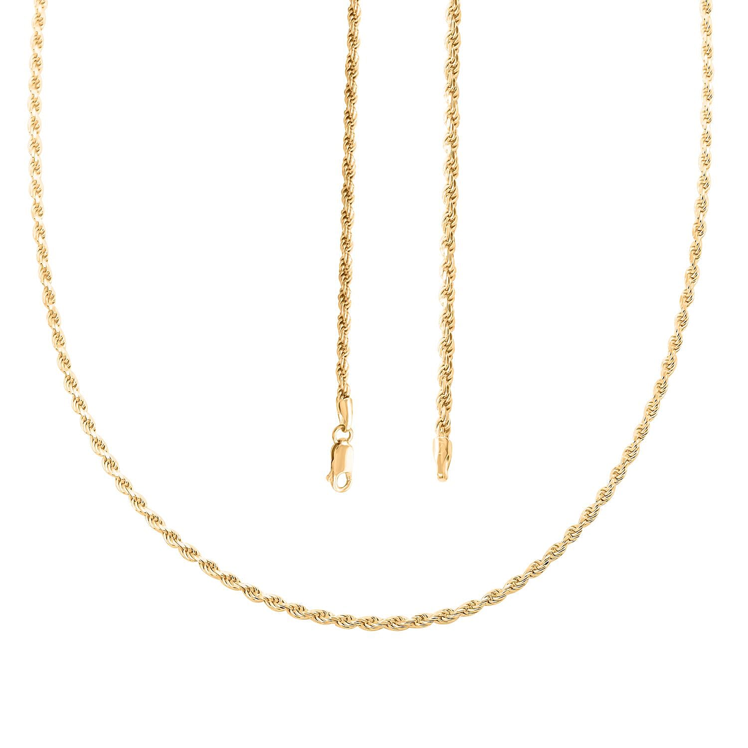 14K Yellow Gold Over Sterling Silver Rope Chain Necklace 30 Inches 21.90 Grams