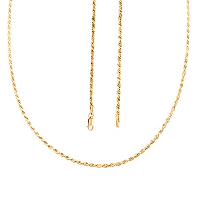 14K Yellow Gold Over Sterling Silver Rope Chain Necklace 30 Inches 21.90 Grams