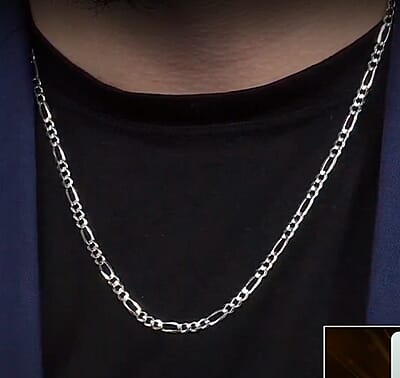 Sterling Silver Figaro Concave Necklace 24 Inches 12.5 Grams