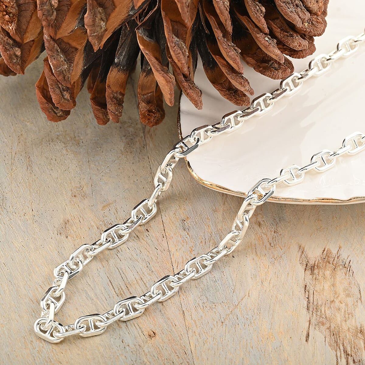 Sterling Silver Round Mariner Necklace 22 Inches 23 Grams image number 1