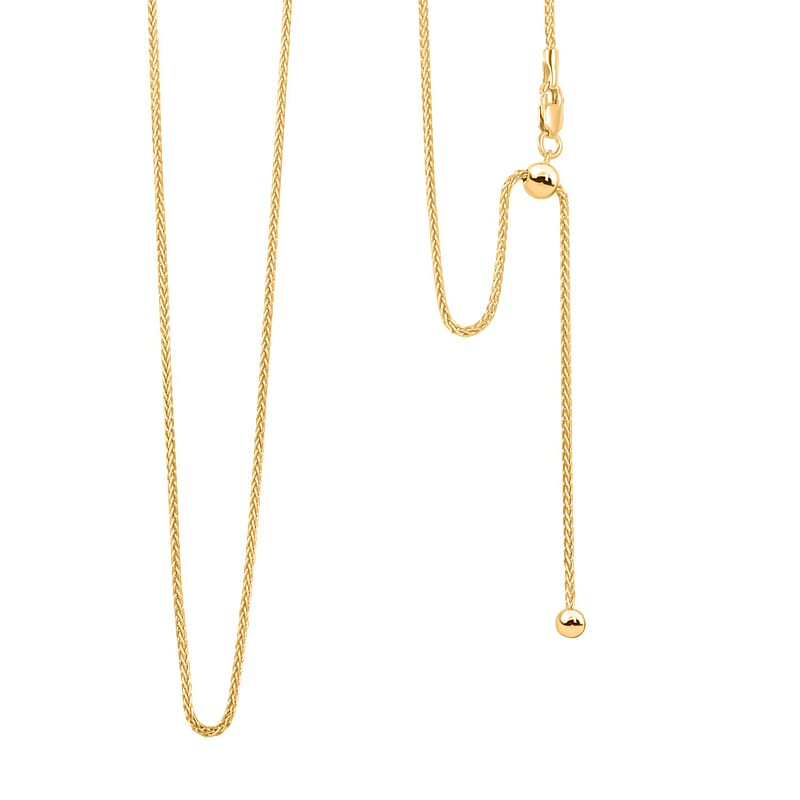 14K Yellow Gold Over Sterling Silver Spiga Chain Necklace 24 Inches 4.60 Grams