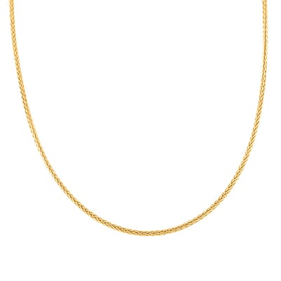 14K Yellow Gold Over Sterling Silver Spiga Chain Necklace 24 Inches 4.60 Grams