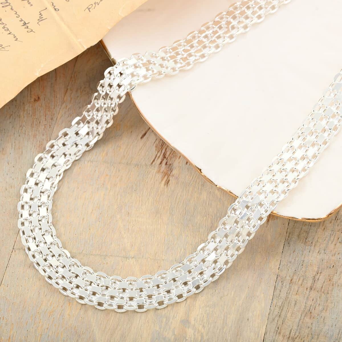 Silken Weave Chain Necklace in Sterling Silver 23.50 Grams 20 Inches image number 1