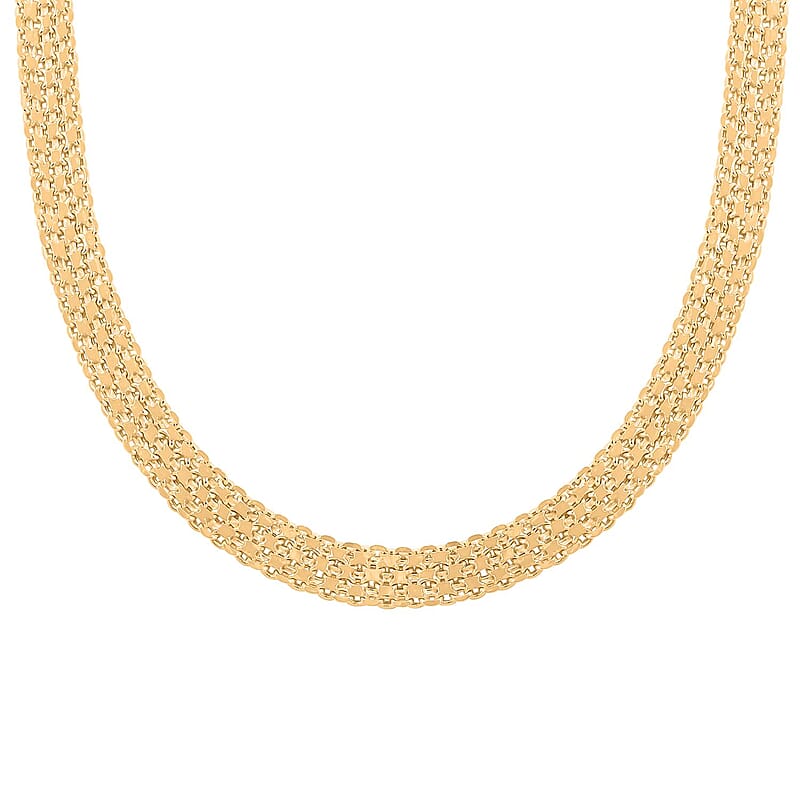 14K Yellow Gold Over Sterling Silver Silken Weave Chain Necklace 20 Inches 22.40 Grams