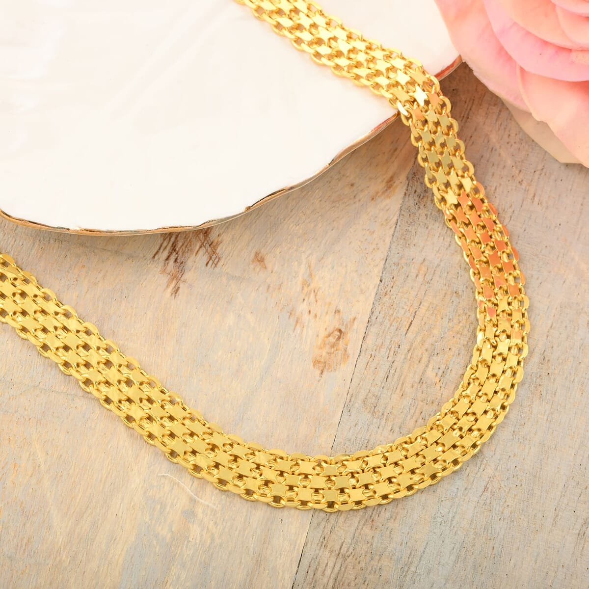 14K Yellow Gold Over Sterling Silver Silken Weave Chain Necklace 20 Inches 22.40 Grams image number 1