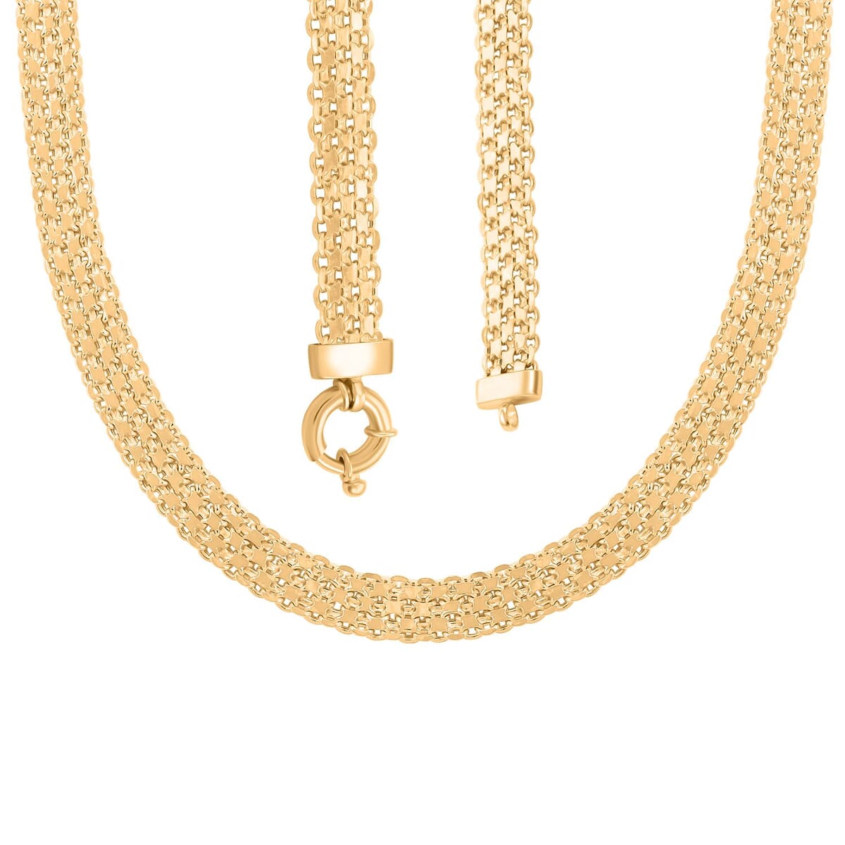 14K Yellow Gold Over Sterling Silver Silken Weave Chain Necklace 20 Inches 22.40 Grams image number 3