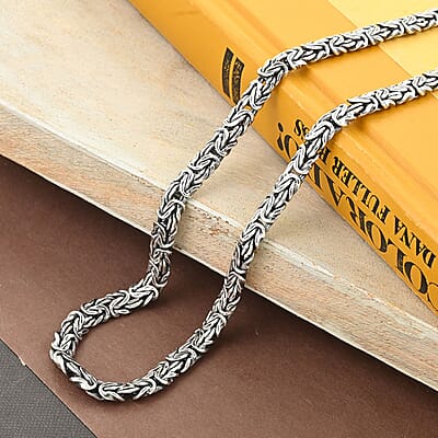 Byzantine Necklace in Black Oxidized Sterling Silver 22.8 Grams 20 Inches