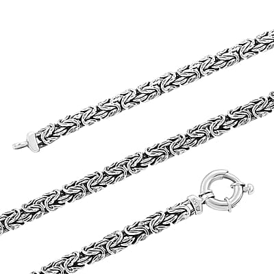 Byzantine Necklace in Black Oxidized Sterling Silver 22.8 Grams 20 Inches