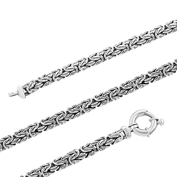 Byzantine Necklace in Black Oxidized Sterling Silver 22.8 Grams 20 Inches