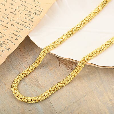 14K YG Over Sterling Silver Byzantine Necklace (20 Inches) (24.5 g)