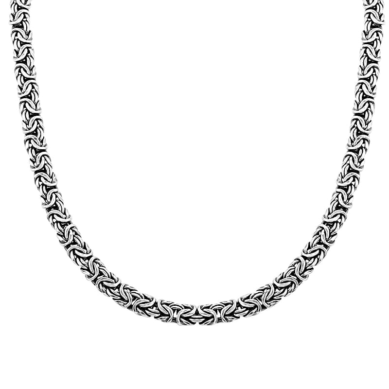 Black Oxidized Sterling Silver Byzantine Necklace 20 Inches 44 Grams