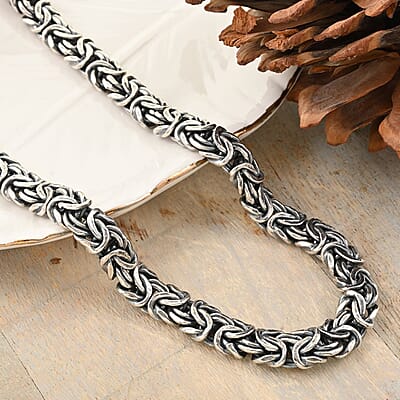 Black Oxidized Sterling Silver Byzantine Necklace 20 Inches 44 Grams