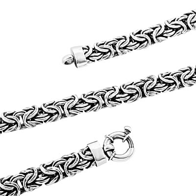 Black Oxidized Sterling Silver Byzantine Necklace 20 Inches 44 Grams