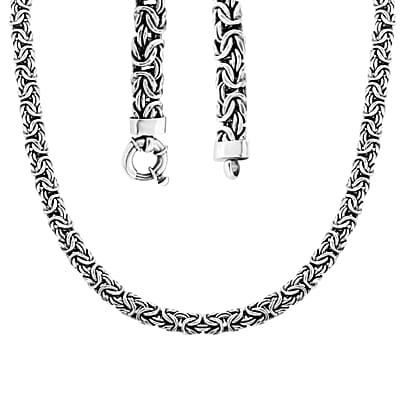 Black Oxidized Sterling Silver Byzantine Necklace 20 Inches 44 Grams
